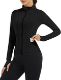Loovoo Women's Workout Jacket Lightweight Zip Up Athletic Jackets Cropped Slim Fit Running Yoga Tops with Pockets