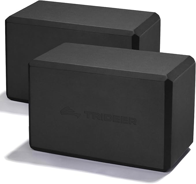 Trideer Yoga Blocks 2 Pack, Soft Non-Slip Foam Blocks with Beveled Edges for Alignment and Stretching in Yoga, Pilates, and Dance - Supportive, Lightweight, Odor Resistant, Latex-Free