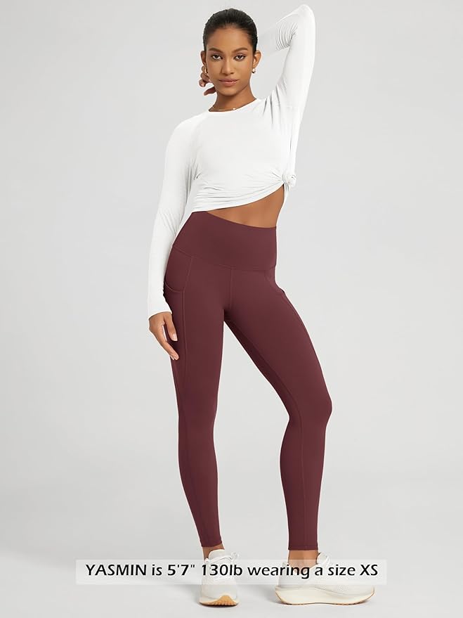 ODODOS Women's High Waisted Yoga Leggings with Pockets, Tummy Control Non See Through Workout Athletic Running Yoga Pants