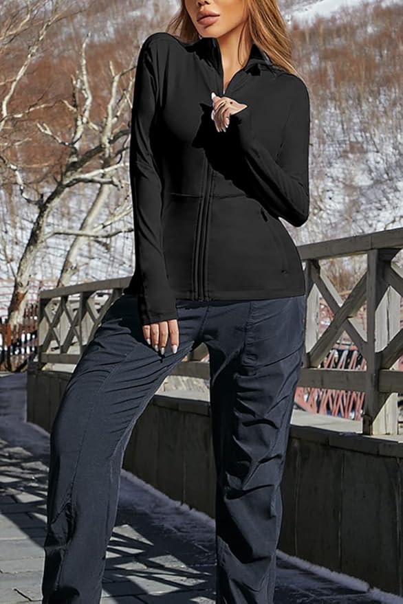 VUTRU Women's Workout Yoga Jacket Full Zip Running Track Jacket Fleece Athletic Jacket