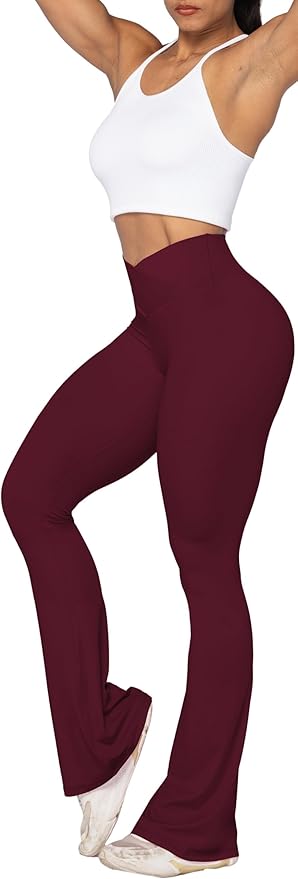 Sunzel Flare Leggings, Crossover Yoga Pants with Tummy Control, High-Waisted and Wide Leg