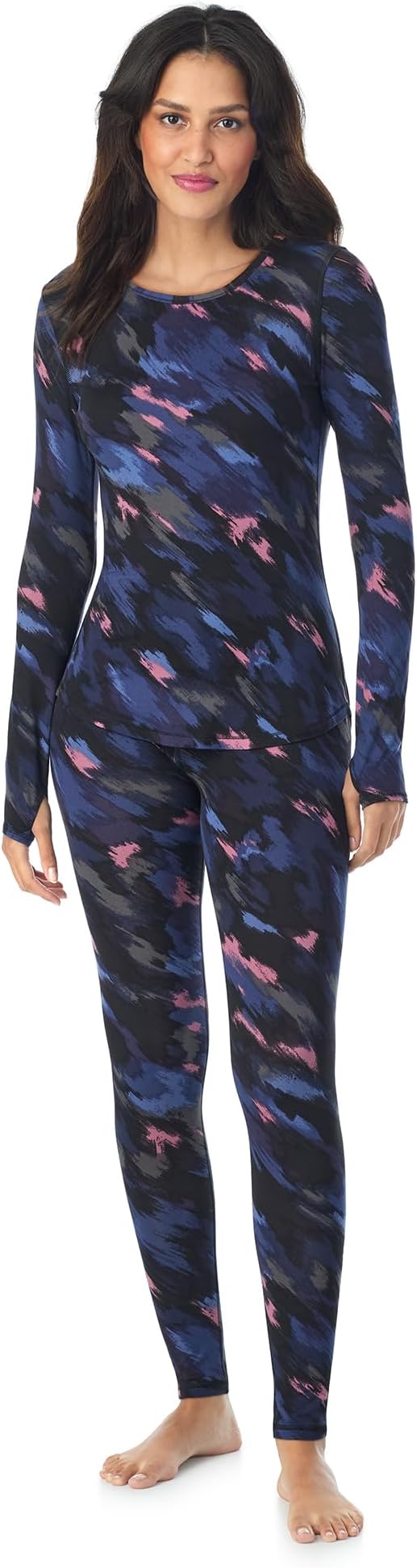 Cuddl Duds Womens Lightweight Breathable Everyday Active Base Layer Set - Long Sleeve Top & Leggings - Lounge Sets for Women