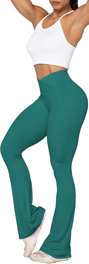 Sunzel Flare Leggings, Crossover Yoga Pants with Tummy Control, High-Waisted and Wide Leg