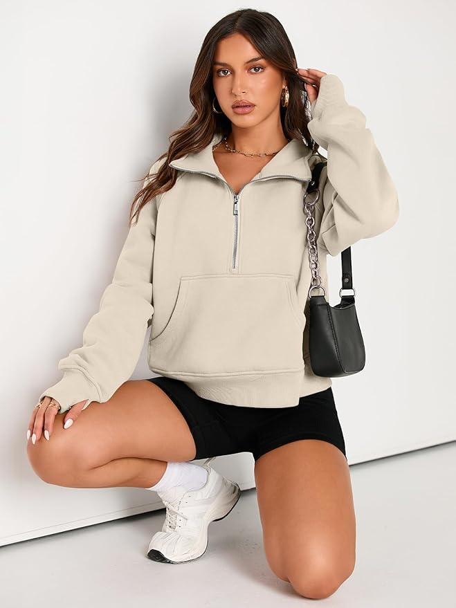 AUTOMET Womens Sweatshirts Half Zip Cropped Pullover Fleece Quarter Zipper Hoodies 2026 Fall Fashion Outfits Clothes