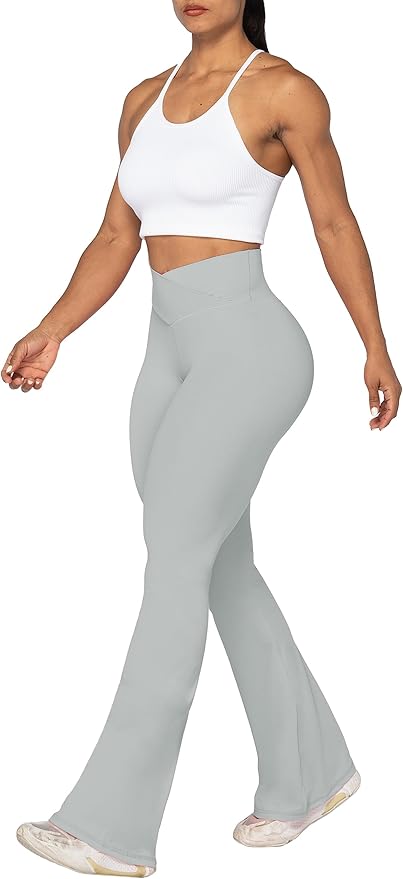 Sunzel Flare Leggings, Crossover Yoga Pants with Tummy Control, High-Waisted and Wide Leg