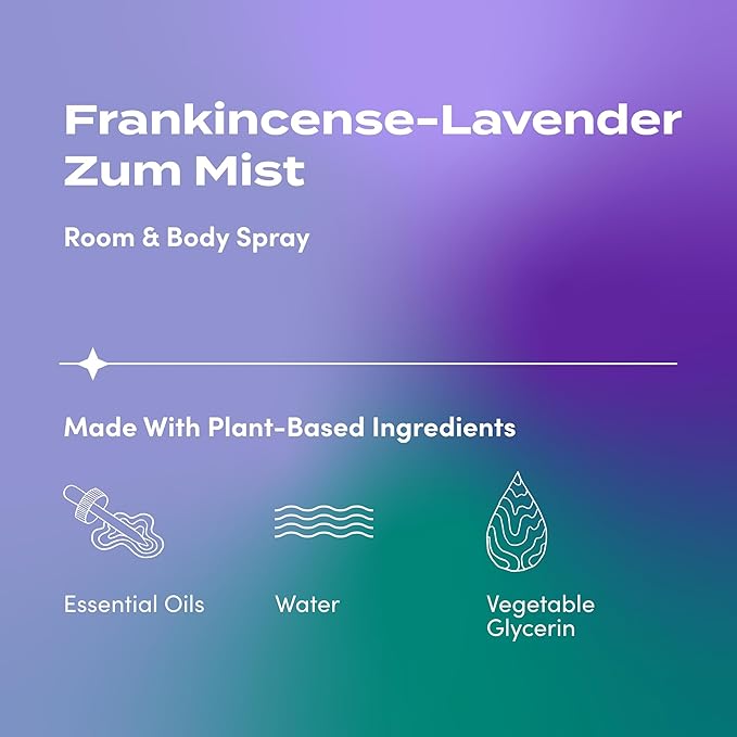 Indigo Wild Zum Mist Room & Body Spray - Aromatherapy Essential Oil Spray - Natural Body Mist & Room Spray - Frankincense-Lavender Scent - 4 fl oz