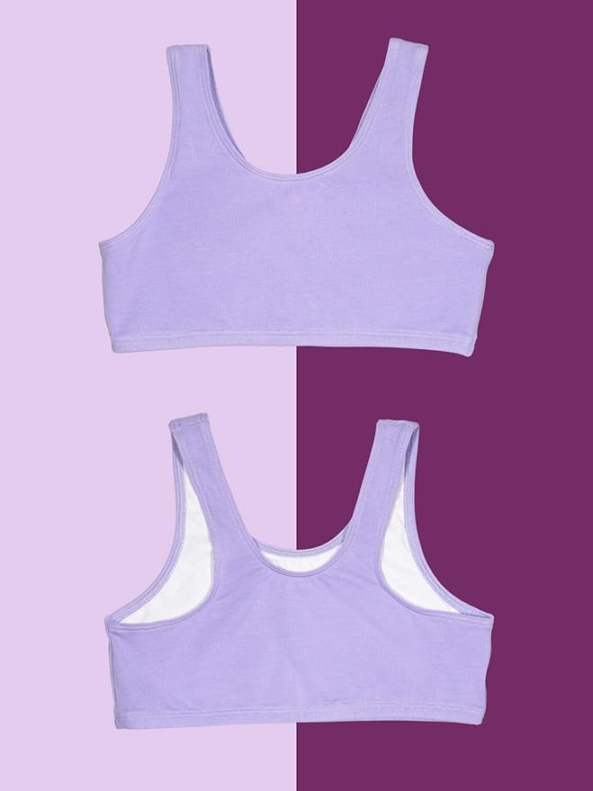 Fruit of the Loom girls Multi Pack Cotton Built -Up Stretch Sports Bra Available in 6 Packs!