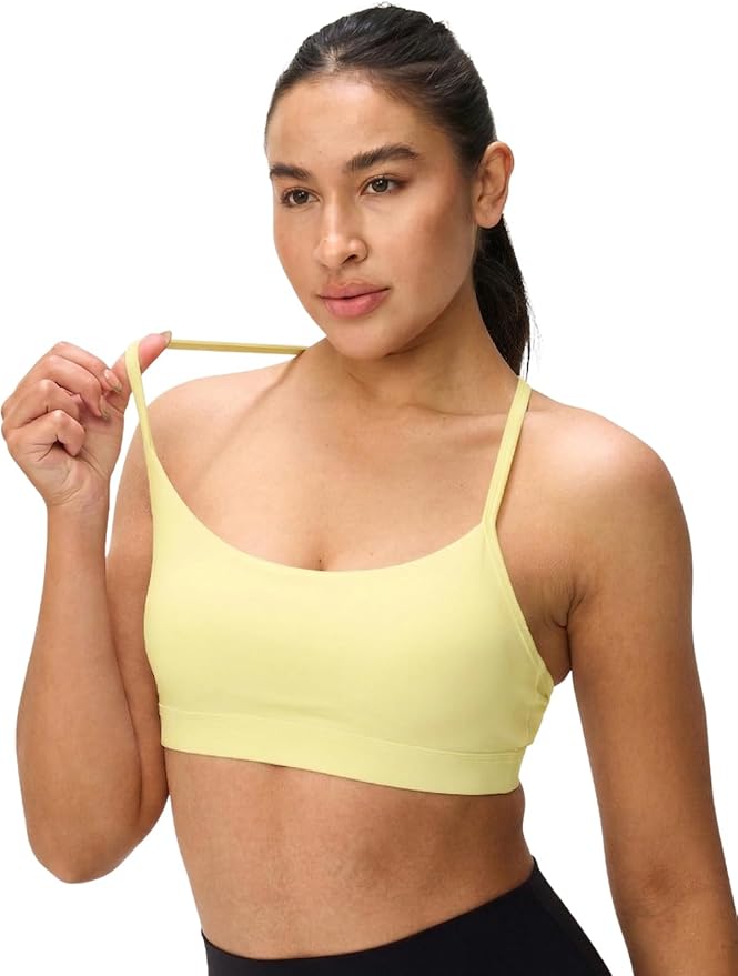 Womens Y Back Padded Sports Bra Strappy U Neck Butter Soft Low Impact Workout Bras Yoga Pilates Walking