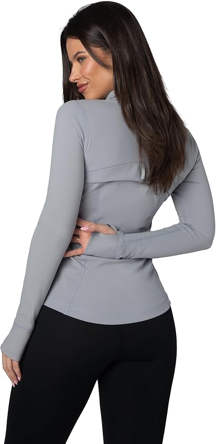 90 Degree By Reflex Full Zip Running Track Jacket Lightweight Athletic Slim Fit Jacket with Thumbholes