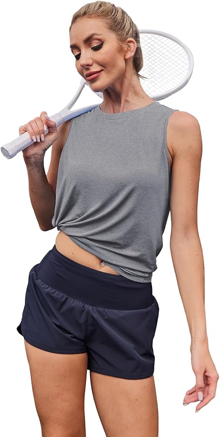Womens Workout Tank Tops Lightweight Sleeveless Shirts for Women Loose Fit Tops for Athletic Running Tennis Yoga