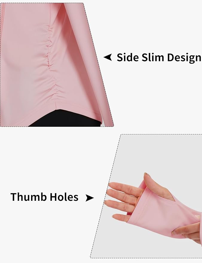 Vldnery Women's UPF 50+ Sun Protection Lightweight Jacket Zip Up Long Sleeve Sun Shirt for Women with Thumb Hole Hiking