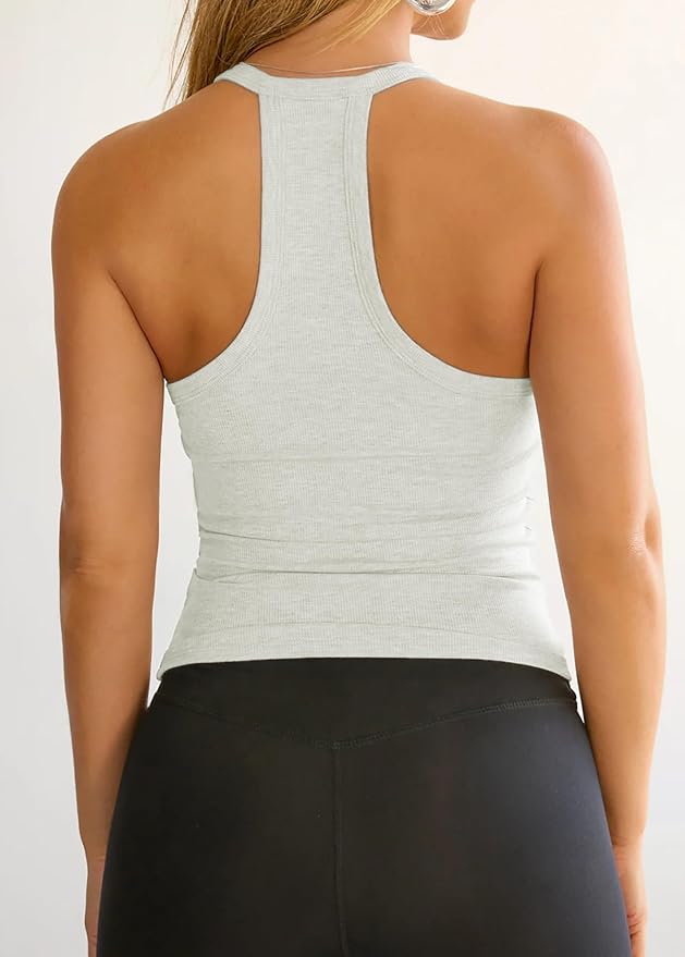 iGENJUN Workout Tops for Women Racerback Basic Tank Summer 2026 Camisole V Neck Slim Fit Ribbed Sleeveless