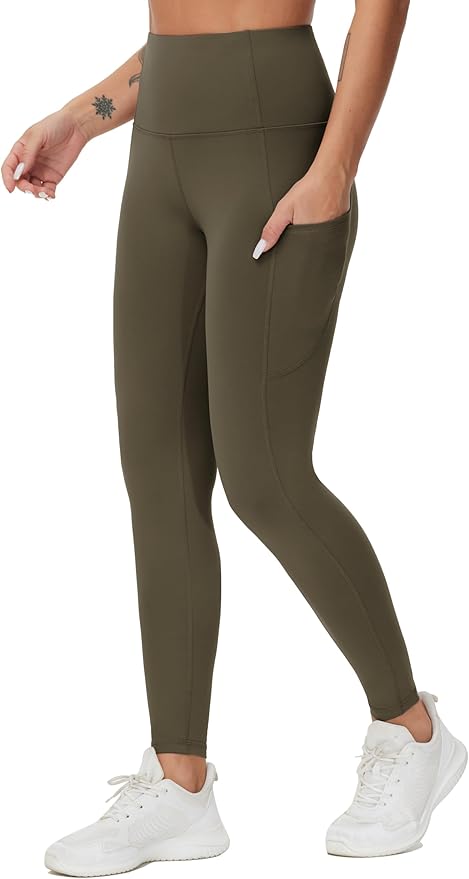 THE GYM PEOPLE Thick High Waist Yoga Pants with Pockets, Tummy Control Workout Running Yoga Leggings for Women