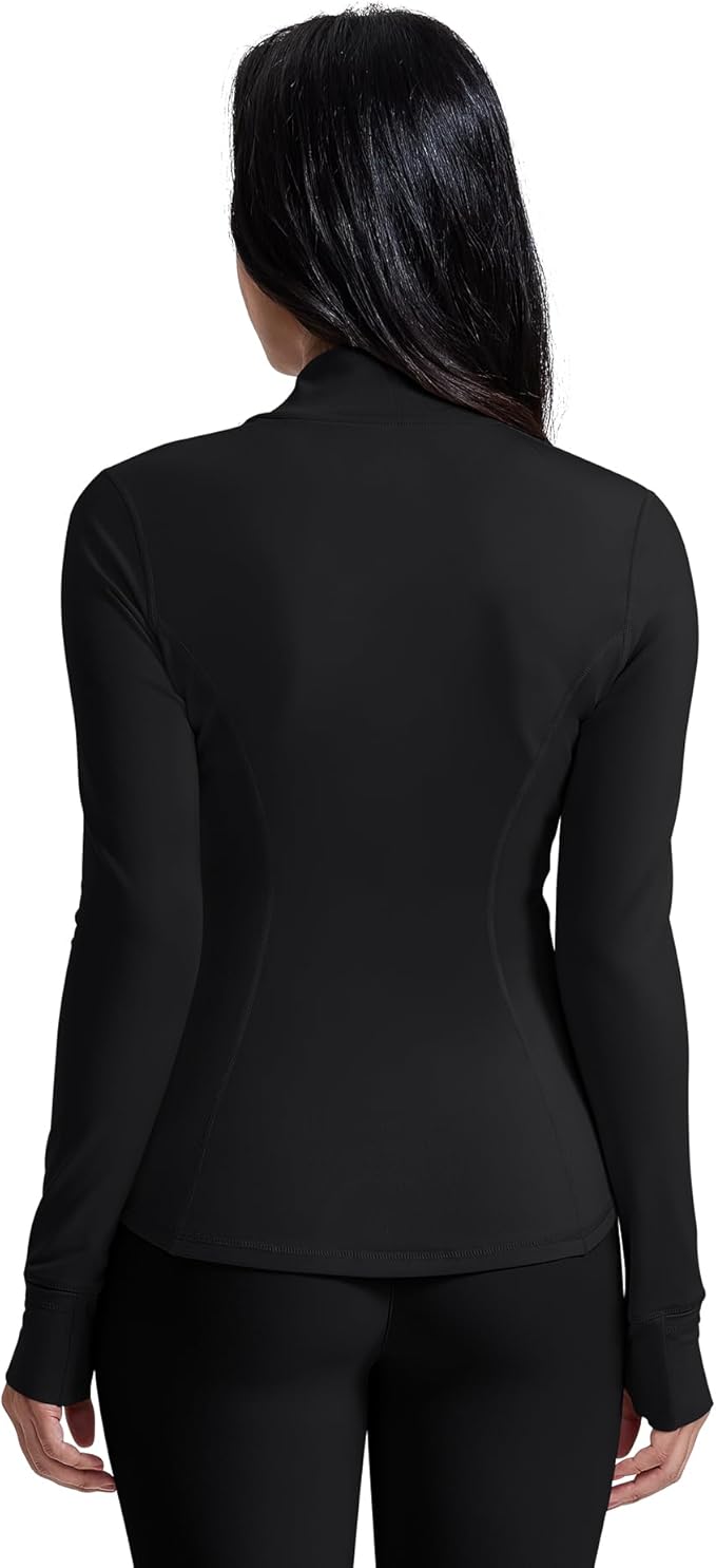 AVGO Womens Running Jackets Lightweight Slim Fit Workout Jacket Zip Up Athletic Track Gym Tops with Pockets & Thumb holes
