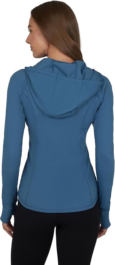 Yogalicious Full-Zip Lightweight Hooded Running Workout Yoga Lux Jacket with Pockets