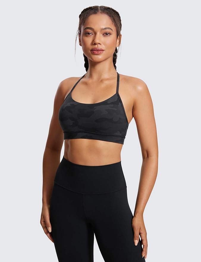 CRZ YOGA Butterluxe Y Back Sports Bras for Women - Padded Racerback Low Impact Spaghetti Thin Strap Workout Yoga Top