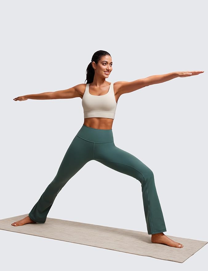 CRZ YOGA Butterluxe U Back Longline Sports Bras for Women - Scoop Neck Padded Yoga Workout Crop Top with Built in Pads
