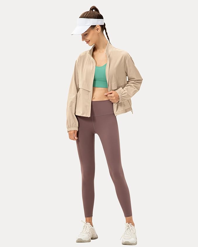 Locachy Women's Lightweight Zip Up Athletic Jacket Stand Collar Windproof Sun Protection Workout Outdoor Jacket