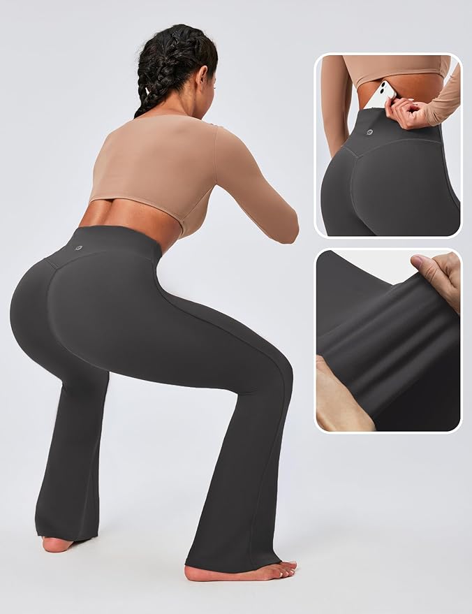IUGA Flare Leggings for Women Tummy Control Flared Leggings No Front Seam Yoga Pants Women High Waisted Workout Bell Bottoms