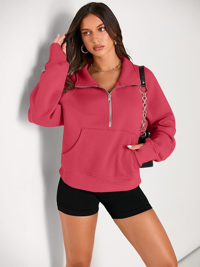 AUTOMET Womens Sweatshirts Half Zip Cropped Pullover Fleece Quarter Zipper Hoodies 2026 Fall Fashion Outfits Clothes