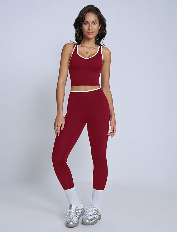 ABOCIW Womens Color Block Workout Sets Racerback Tank Top High Waist Leggings Gym Set Yoga Pilates Outfits