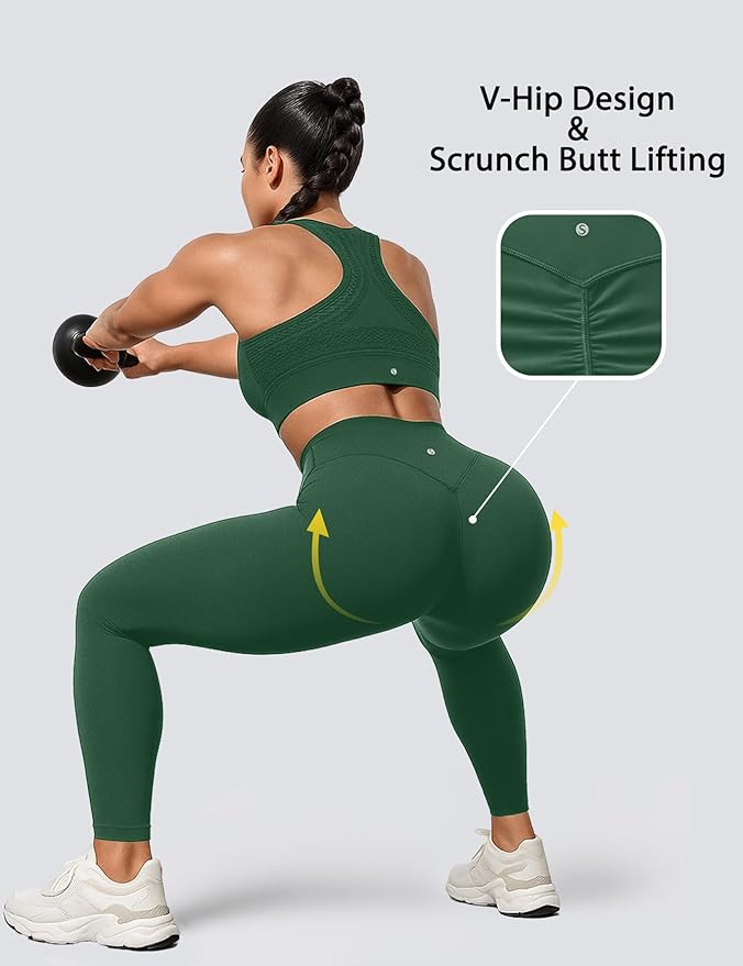 Sogetdo Yoga Leggings for Women Hidden Scrunch Butt Non See Through High Waisted No Front Seam Athletic Gym Workout Pants