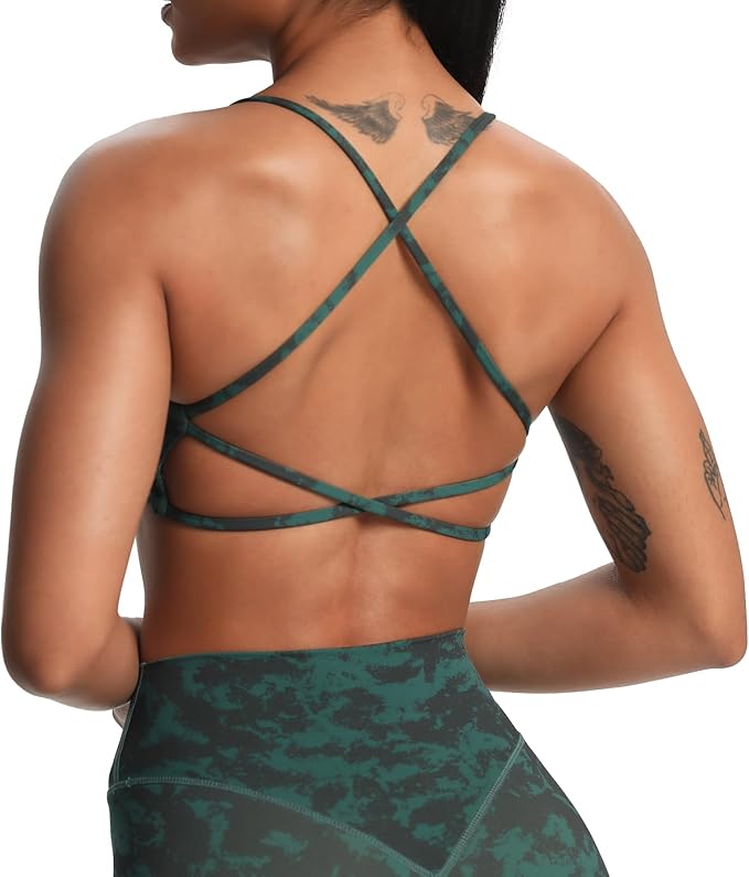Aoxjox Women's Workout Sports Bras Fitness Trinity Ivy Low Impact Bra Yoga Crop Tank