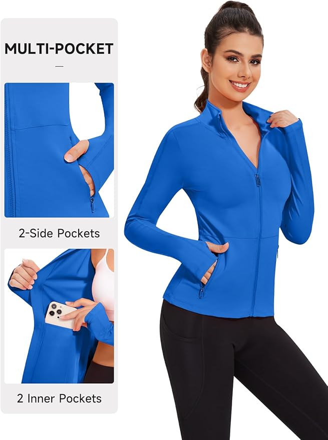VUTRU Women's Workout Yoga Jacket Full Zip Running Athletic Track Jacket
