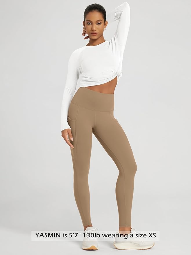 ODODOS Women's High Waisted Yoga Leggings with Pockets, Tummy Control Non See Through Workout Athletic Running Yoga Pants