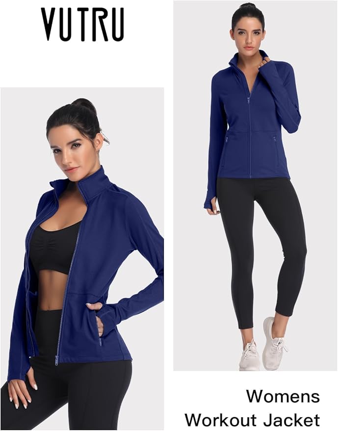 VUTRU Women's Workout Yoga Jacket Full Zip Running Track Jacket Fleece Athletic Jacket