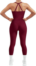 SUUKSESS Women 2 Piece Workout Sets Compression Tummy Control Leggings with Pockets Halter Built in Bra Tank Tops