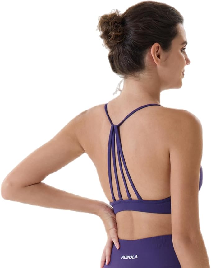 AUROLA Mercury Workout Sports Bras Women Athletic Removable Padded Backless Strapy Minimal Crop Top