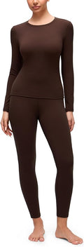 CRZ YOGA Softembrace Fleece Lined Thermal Underwear Set for Women - Soft Casual Base Layer Long Johns Warm Pajamas Top Bottom