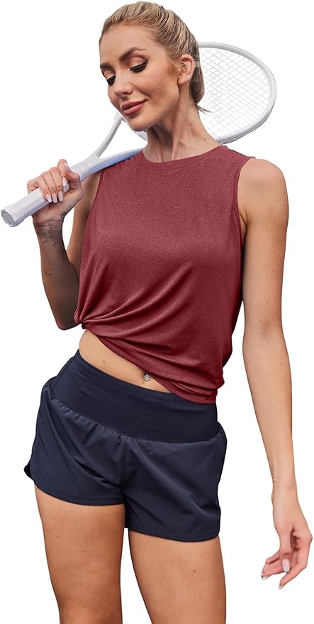 Womens Workout Tank Tops Lightweight Sleeveless Shirts for Women Loose Fit Tops for Athletic Running Tennis Yoga