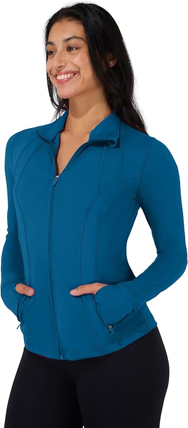 90 Degree By Reflex Full Zip Running Track Jacket Lightweight Athletic Slim Fit Jacket with Thumbholes