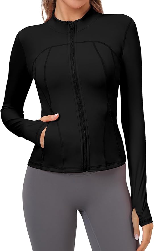 VUTRU Womens Workout Yoga Jacket Lightweight Zip Up Athletic Jacket Lightweight Cropped Jacekt with Pockets