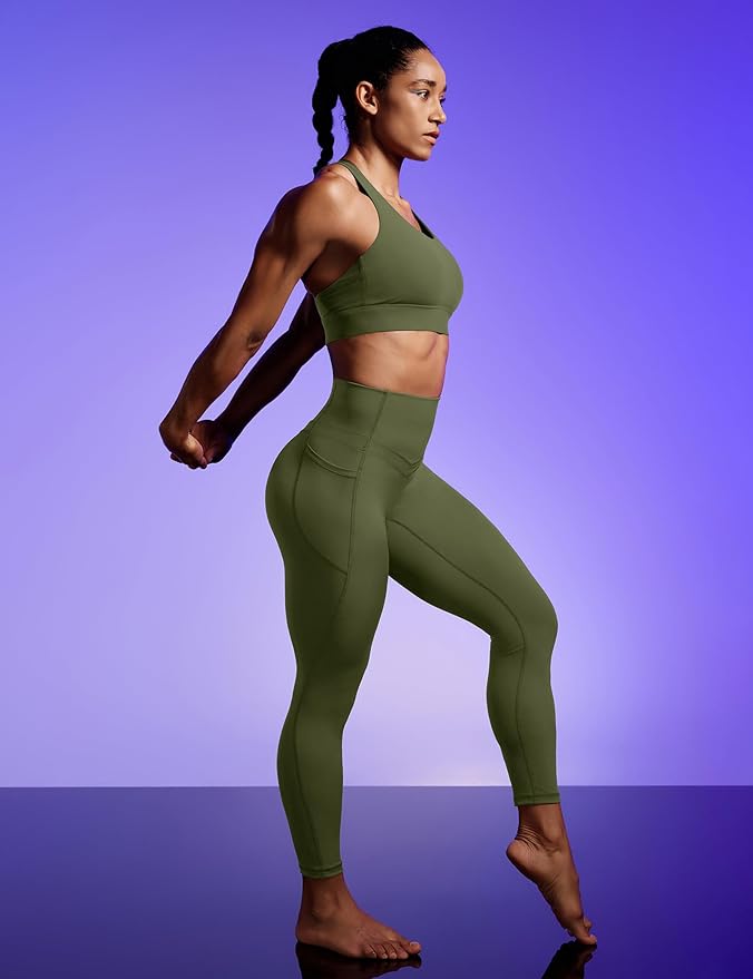 IUGA Compression Leggings with Pockets for Women Tummy Control Leggings No Front Seam Workout High Waist Yoga Pants
