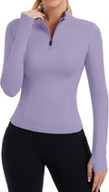ZHENWEI Womens Workout Tops Long Sleeve Quarter Zip Pullover Quick Dry Golf Shirt Athletic Slim Fit Crop Yoga Gym Tops