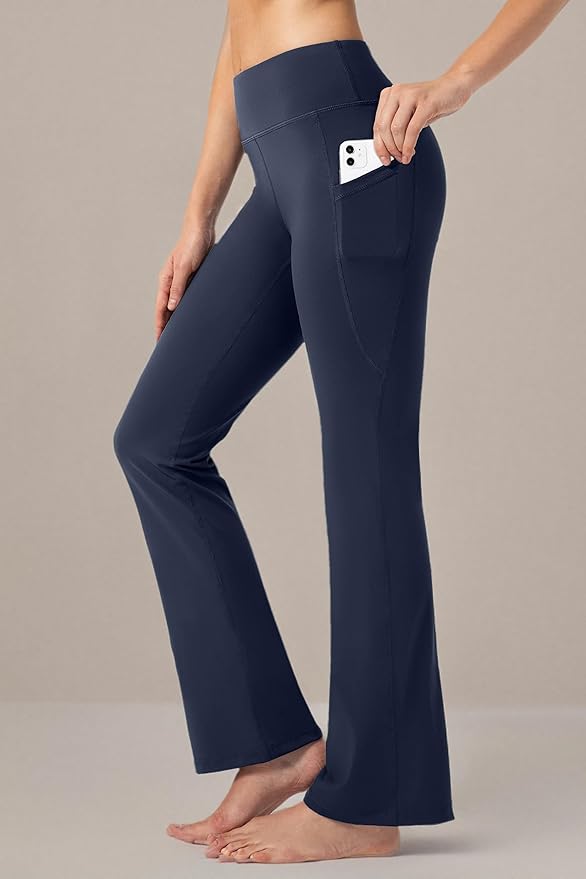 28"/30"/32"/34" Inseam Women's Bootcut Yoga Pants Long Bootleg High-Waisted Flare Pants with Pockets