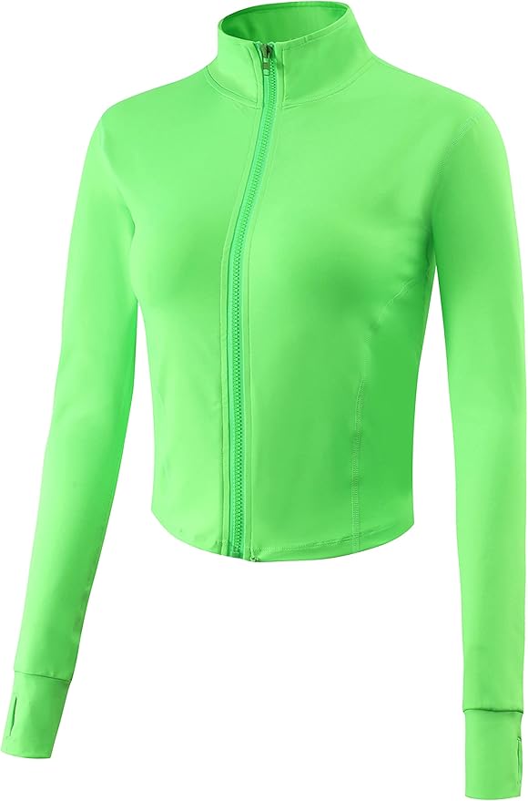Gihuo Women's Workout Jacket Lightweight Zip Up Athletic Cropped Running Jacket
