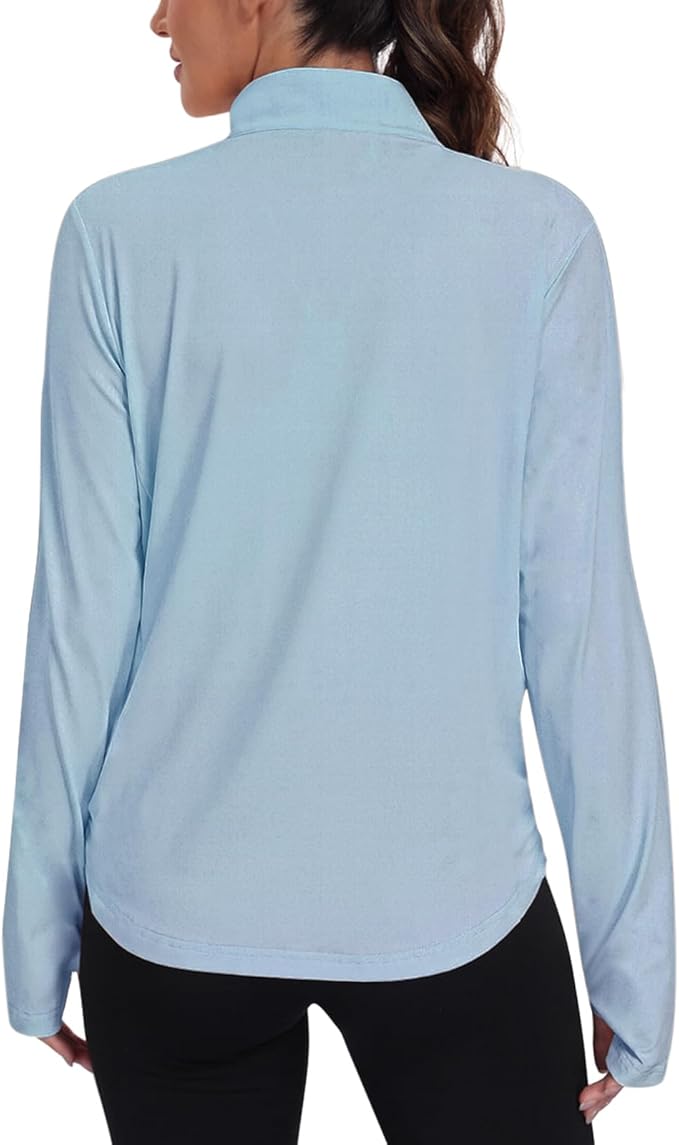 Vldnery Women's UPF 50+ Sun Protection Lightweight Jacket Zip Up Long Sleeve Sun Shirt for Women with Thumb Hole Hiking
