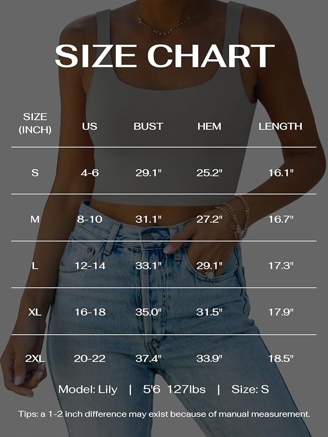 REORIA Women’s Sexy Square Neck Double Lined Seamless Sleeveless Cropped Tank Yoga Crop Basic Tops