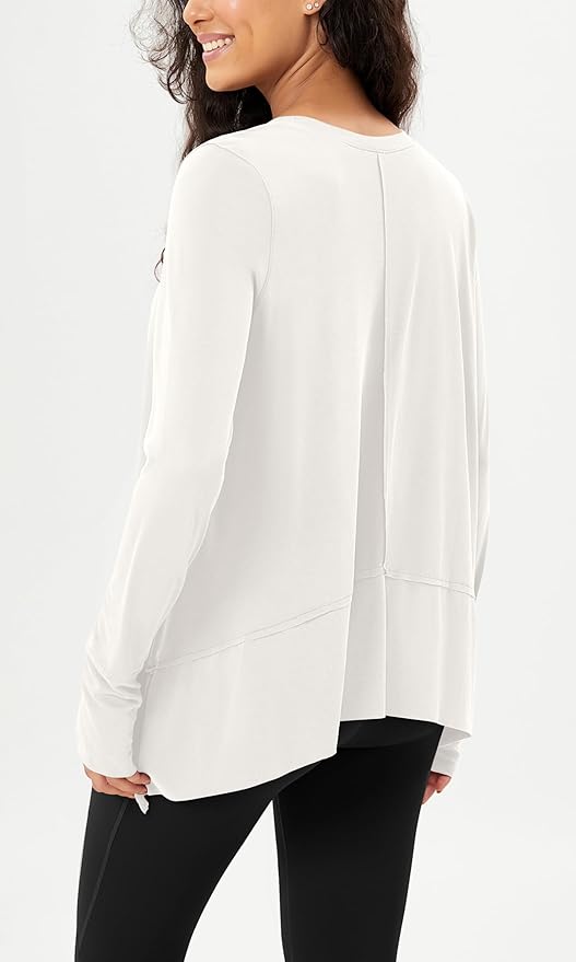 ODODOS Women's Modal Soft Long Sleeve Tee with Thumb Hole Athletic Gym Workout Tops Yoga Shirts