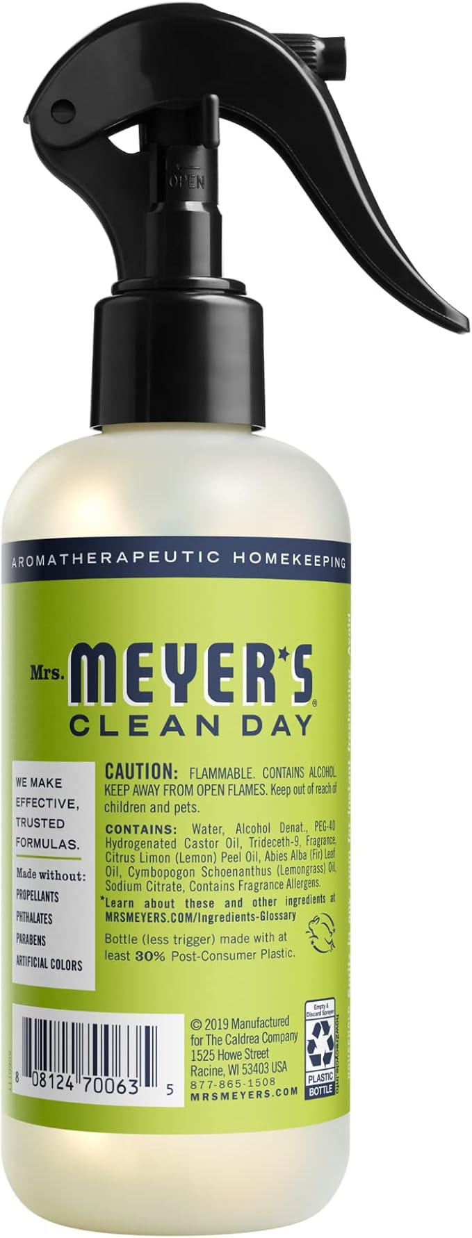 Mrs. Meyer's Air Freshener, Lemon Verbena, Spray | Non-Aerosol | Essential Oils | 8 fl. oz | Pack of 2