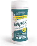 Wipex Fitness Equipment Wipes - EWG Verified - 50 Ct Original Natural Plant Based Gym Wipes for Equipment, Clean Surfaces at Home or Gym, Use as a Yoga Mat Cleaner, Lemongrass, Eucalyptus & Vinegar