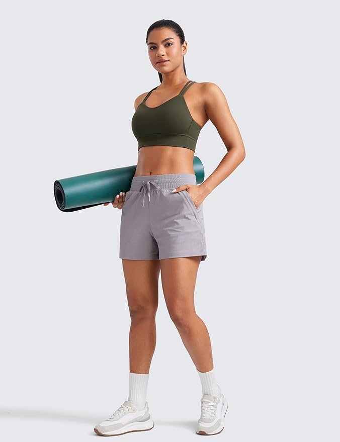 CRZ YOGA Softness Mold Butterluxe Strappy Longline Sports Bras for Women - Double Spaghetti Strap Workout Yoga Crop Top