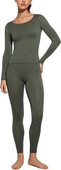CRZ YOGA Soft Thermal Underwear Sets for Women Lightweight Long Johns Base Layer Pajamas Warm Top Bottom
