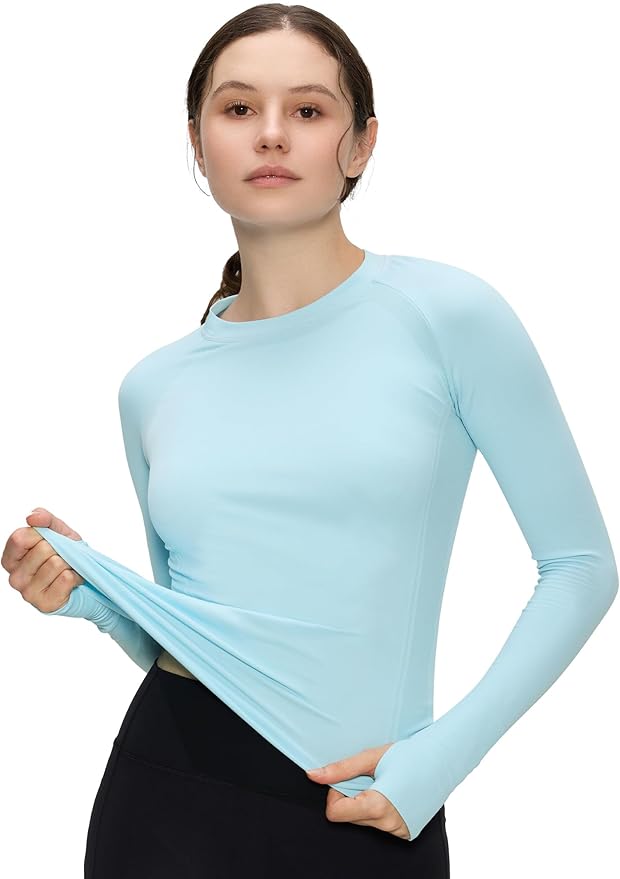 Long Sleeve Workout Tops for Women, Compression Shirt, Sports Running Shirt Breathable Athletic Top Slim Fit