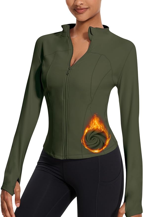 VUTRU Womens Workout Yoga Jacket Lightweight Zip Up Athletic Jacket Lightweight Cropped Jacekt with Pockets