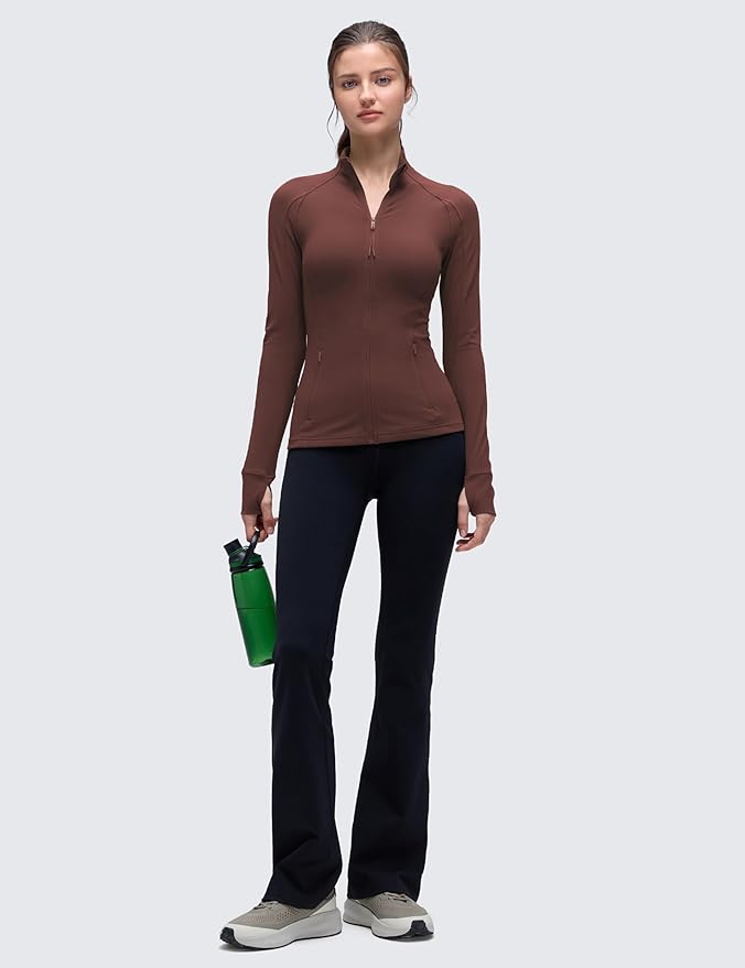 CRZ YOGA Butterluxe Hip Length Jackets for Women - Full Zip Athletic Track Tops with Thumb Holes Pockets